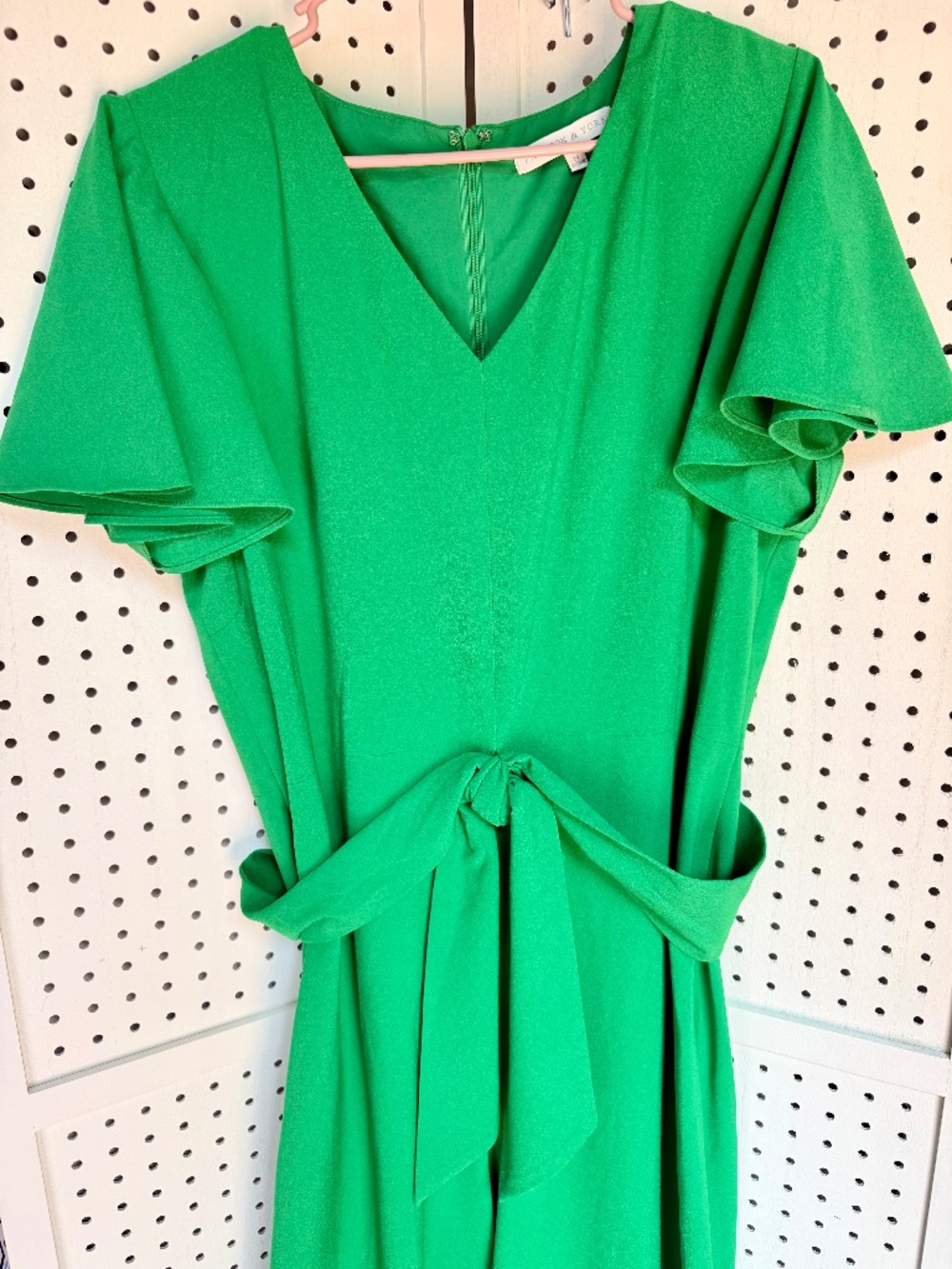 Preston & York Green Kayla Flutter Sleeve Jumpsuit Size 14 Office Business Work